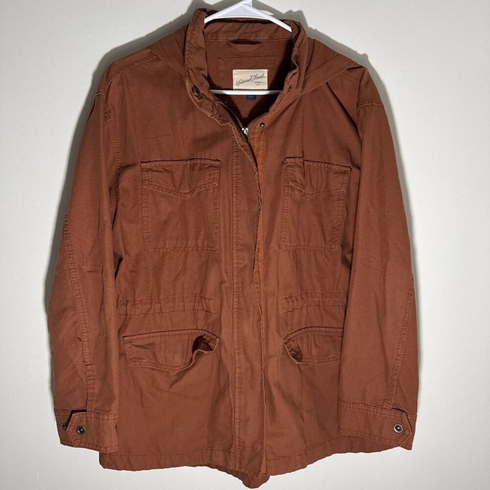 Universal Thread Womens Rust Orange Hooded Utility Anorak Jacket Large